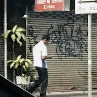 a man walking down the street