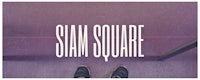 a person standing on a staircase with the word sam square written on it