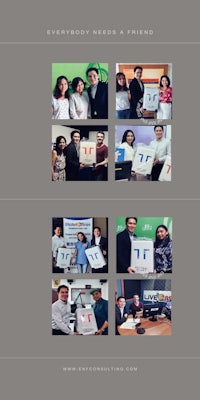 a group of people are posing for a picture