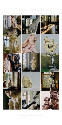 a collage of pictures of sculptures and statues