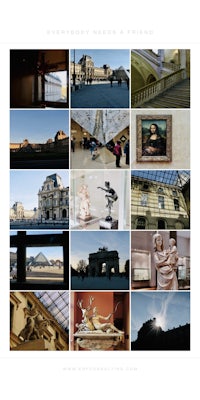 a collage of photos of louvre, paris, and other places