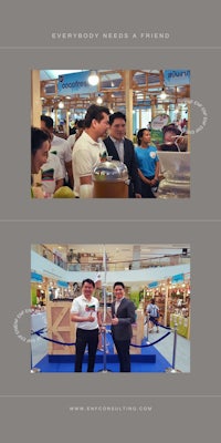 a man and woman are standing next to each other in a store