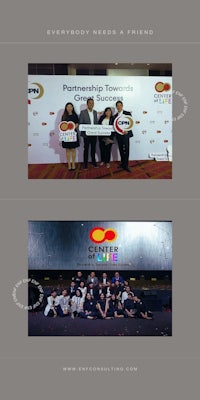 a group of people are posing for a picture